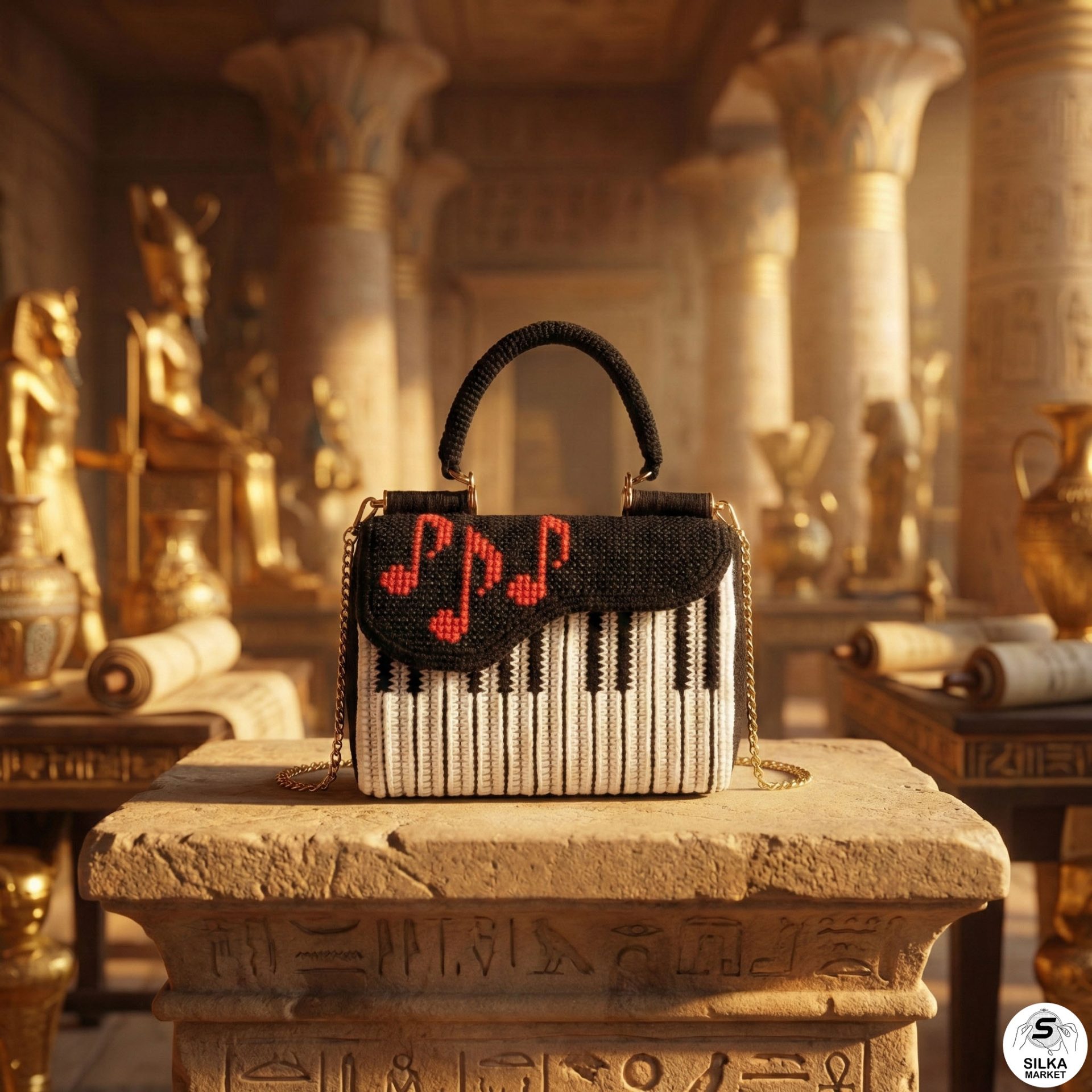 The Woven Symphony Piano Handbag